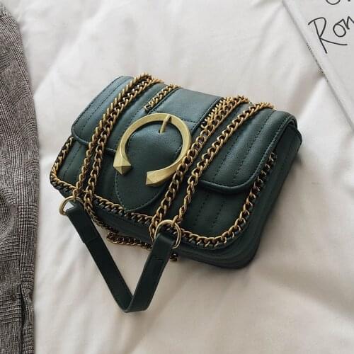 Vintage Fashion Female Square Bag 2021 New High Quality PU Leather Womens Designer Handbag Lock Chain Shoulder Messenger Bag