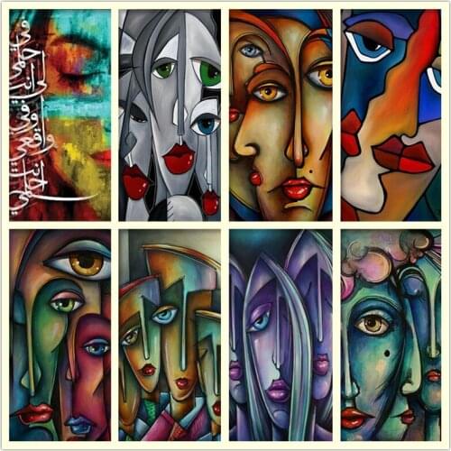 DIY rhinestone embroidery wall abstract sexy lips graffiti art painting diamond painting colorful girl face wall sticker