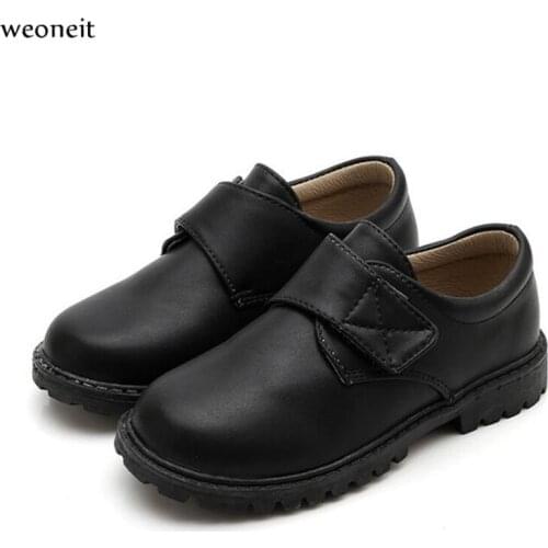 Weoneit Children Leather Wedding Dress Shoes for Boys Kids Black School Performance Formal Flat Loafer Moccasins Shoes New
