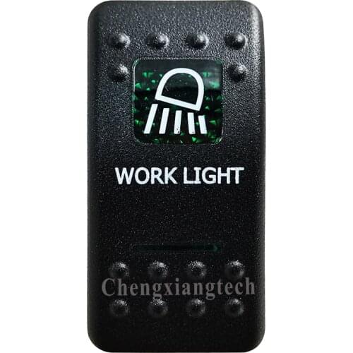 Green Printed Switch Cap - WORK LIGHTS - for 12V 20A 5Pin On Off SPST Led Light Bar Car Boat Rocker Switch, COVER Only