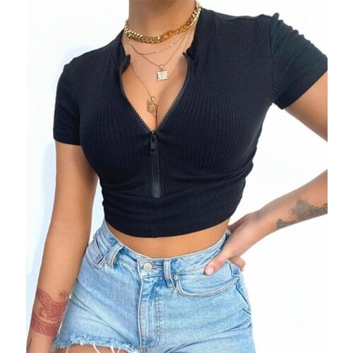 Womens vest summer exposed navel zipper tight bottoming vest fashion sexy new product