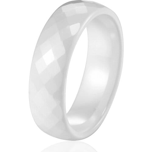 6MM-8MM Wide Rings Comfort Fit Multi Faceted Women White Black Ceramic Ring Engagement Brand Ceramic Jewelry Bague Ceramic Femme