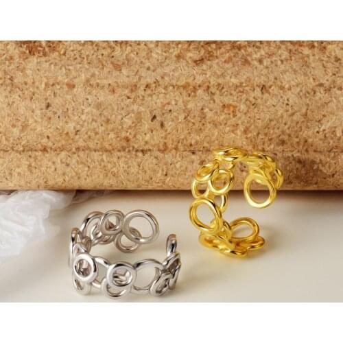 925 hollow circle ring personality ins open sterling silver ring for women punk style jewelry