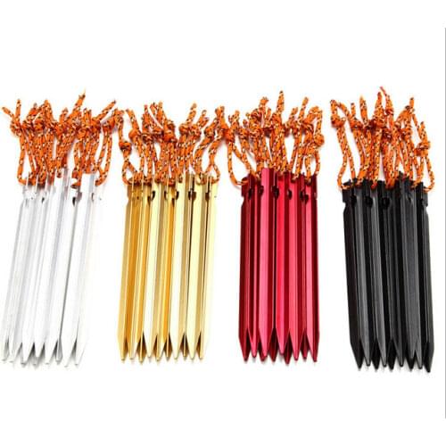 18cm Professional 10 Pcs Aluminument Tent Pegs with Rope Stake Camping Hiking Equipment Outdoor Traveling Tent Accessories