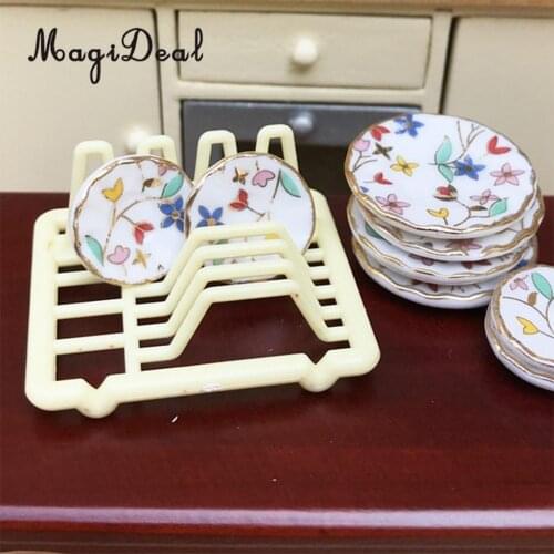 2 Pieces 1/12 Dollhouse Miniature Furniture Dish Rack Holder Kitchen Tableware Room Decor Accessories