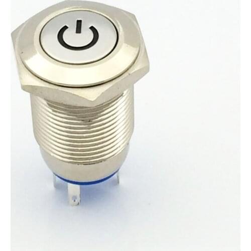 2pcs 16mm self-locking switch wheelbarrow switch, 12V power supply illuminated sign, waterproof switch switch electric cars