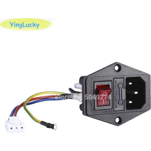 2pcs JAMMA Switched Power Socket Connector AC 250V Lighting with Fuse Holder for Arcade Computer Cabinet Jamma and Mame DIY