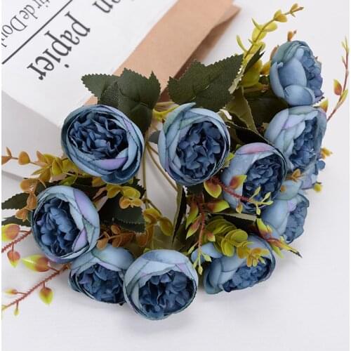 28 cm rose pink silk peony artificial flower bouquet 6 big head cheap fake flowers for family wedding decoration indoor