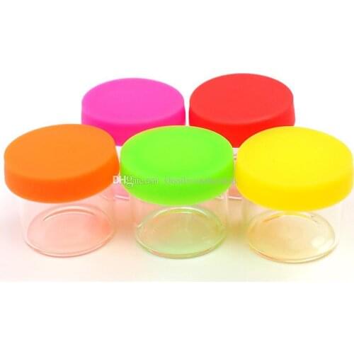 500X Non-Stick 6ML Dab Glass Jars Wax Container Jars Dab Dry Herb Concentrate Container was dab jar glass Bottle with silicone l