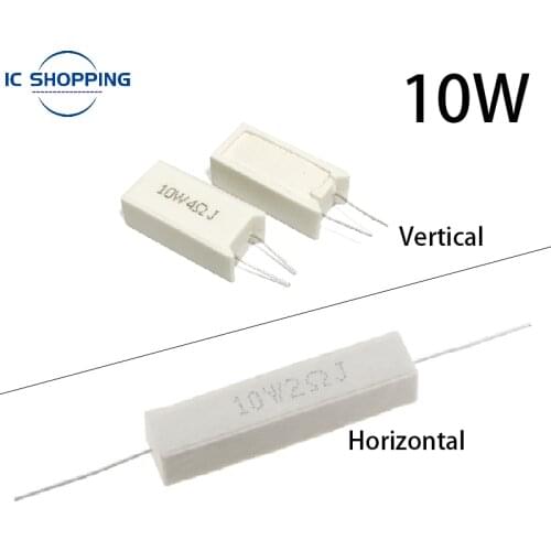 10PCS 10W Cement Ceramic Resistance Power Resistance 5% 0.1~100K 0.01 0.25 10 0.33 0.5 1 2 4.7 5 8 10 15 20 25 30 100R 1K 10KOhm