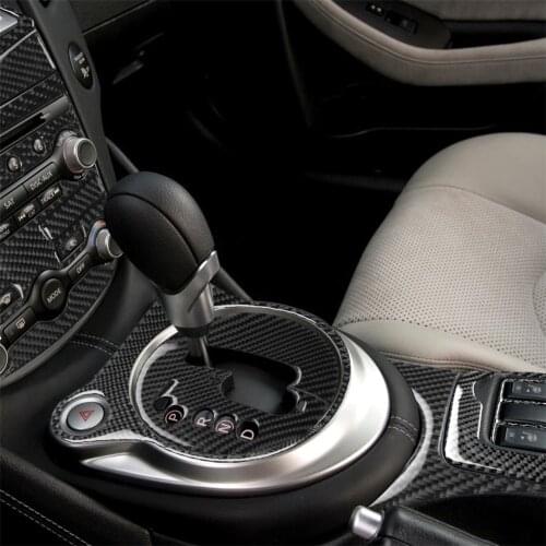 Center Console Gear Shift Media Panel 10pcs Cover Trim for Nissan 370z Carbon Fiber Interior Decoration Car Accessories Sticker