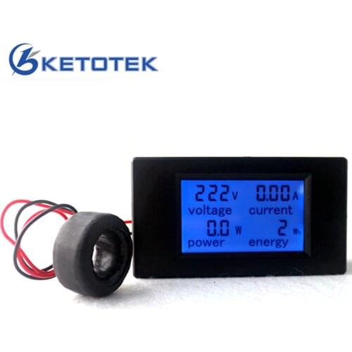 AC 80-260V 100A 4 in 1 Digital LCD Volt Amp Watt Energy Meter AC Voltmeter Ammeter with Current Transformer