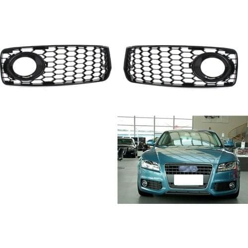 For 2008-2012 AUDI A5 S-Line HONEYCOMB Front BUMPER FOG LIGHT GRILLE COVER BLACK
