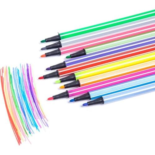 12/18/24/36PCS Colors FineLiner Dual Tip Brush Pens Drawing Painting Watercolor Art Marker Pens School Supplies
