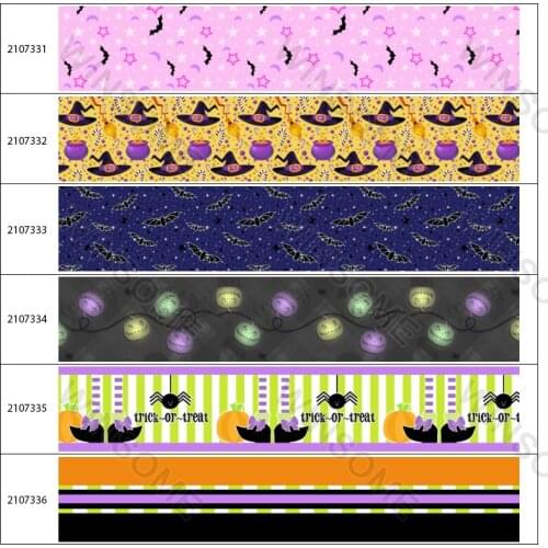 Grosgrain Halloween Ribbons Printed Pumpkin Pattern Tape 5Yards for Party Decorations DIY Sewing Crafts