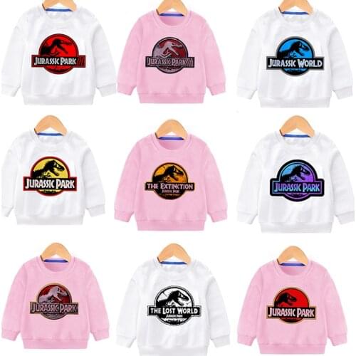 Dinosaur Print Jurassic Park Hoodies Boys Clothes Cap Sweatshirts Winter Plus Velvet Kids Top Girls Sport Outfit Children Coat
