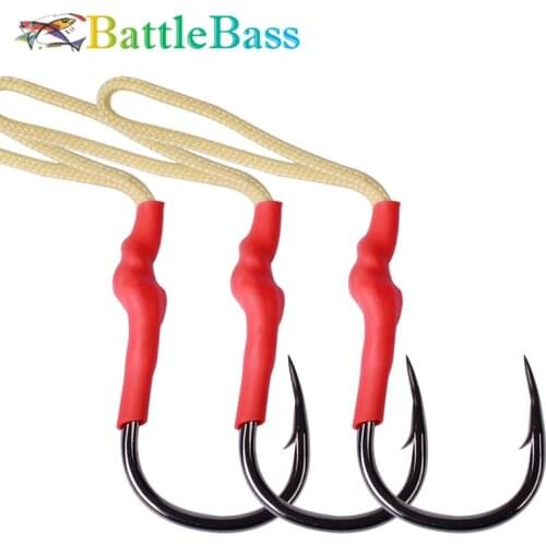 5pcs/lot Fish Hook High-carbon Steel Hooks Assist Bait Fishing Hooks With PE Line Jig Big Fishing Hooks