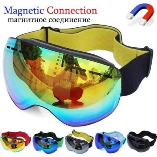 100% UV400 Protection Magnetic Ski Goggles Lens Anti-fog Snowboard Goggles for Men & Women Skiing Glasses