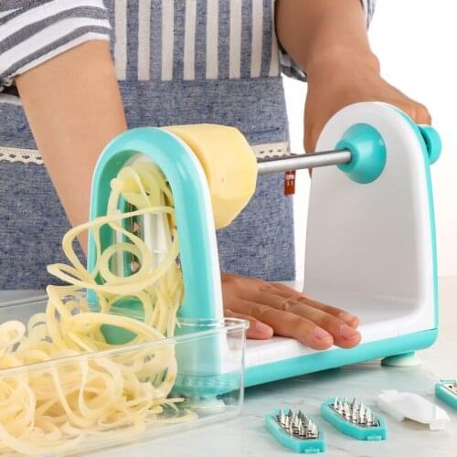 Potato shredder, spiral grater, multi-function hand-operated vegetable cutter, flower coiler, kitchen vegetable cutter