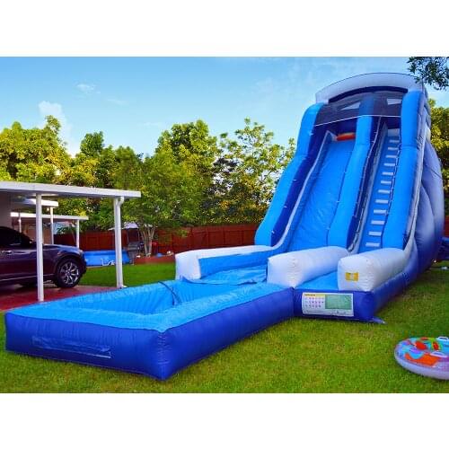 Made of Eco-Friendly material Inflatable giant water slide with pool for kids outdoor playground
