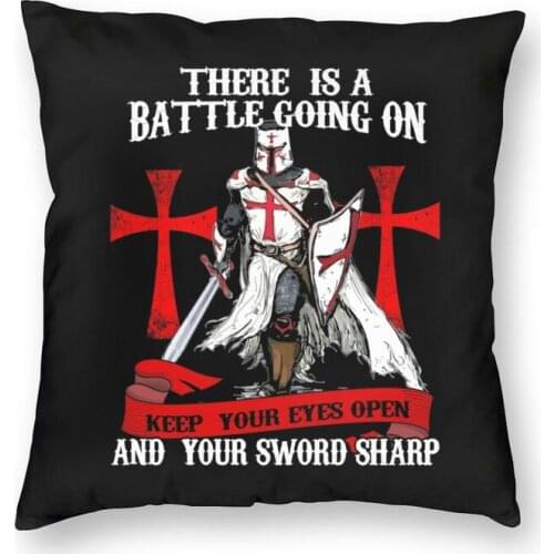 Shield Cross Medieval Warrior Sword Cushion Cover Print Knights Templar Throw Pillow Case for Living Room Cool Pillowcase Decor