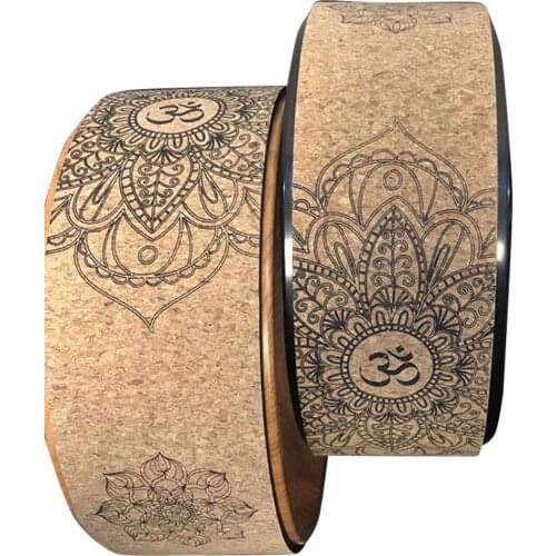 New Natural Cork Yoga Wheel Circle Fitness Pilates Wheels Bent Back Stretch Cork Solid Yoga Training Tool Epuipment