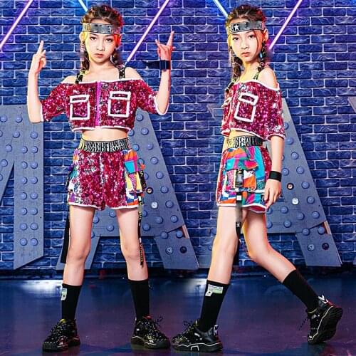 New ChildrenS Jazz Dance Costumes Girls Sequins Strapless Suit Hip-Hop Clothes Catwalk Fashion Stage Dancers Outfits DQS7640