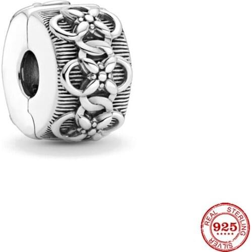 New Original European Flower Pattern Clip Charm Fit European Pandora Charms Bracelet Bangles Jewelry P243
