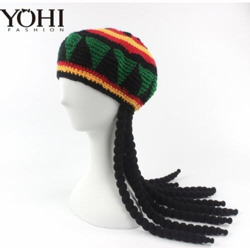 New fashion Fancy Dress Party Costume Hippie beret Dreadlocks Wig rasta hat Bob Marley Caribbean Fancy Dress Hat