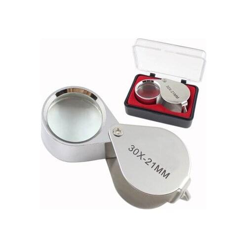 By DHL 100PCS 30X Glass Magnifying Magnifier Jeweler Eye Jewelry Loupe Loop 30X 21MM (Color: Silver)