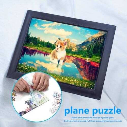 Portable Paper Puzzle Cat on River Toys Home Educational Assembling DIY Decor for Children Early Learning Supplies