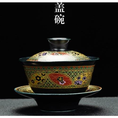 Factory Direct Household Japanese Retro Ceramic Side Handle Teapot Three-Force Cover Bowl Kung Fu Tea Set Business Gifts