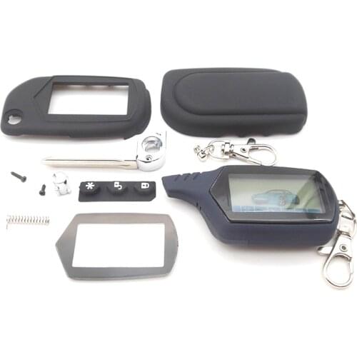 Anti-theft System A91 LCD Remote Controller + A91 Key Case Keychain for Starline A91 A61 B9 B6 uncut blade fob case cover
