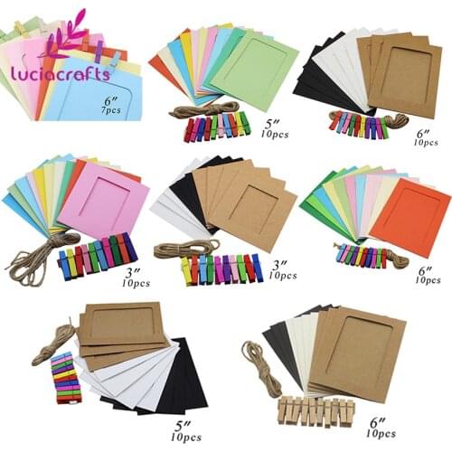 SALE! Mixed 3 colors Creative kraft hanging photo frame home decoration DIY material 7pcs/10pcs I0601