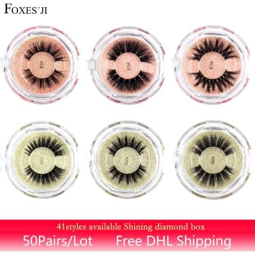 FOXESJI 50pairs Mink Lashes 3D False Eyelashes Cross Thick Fluffy Natural Real Mink hair Eye Lashes Eyelash Extension Makeup