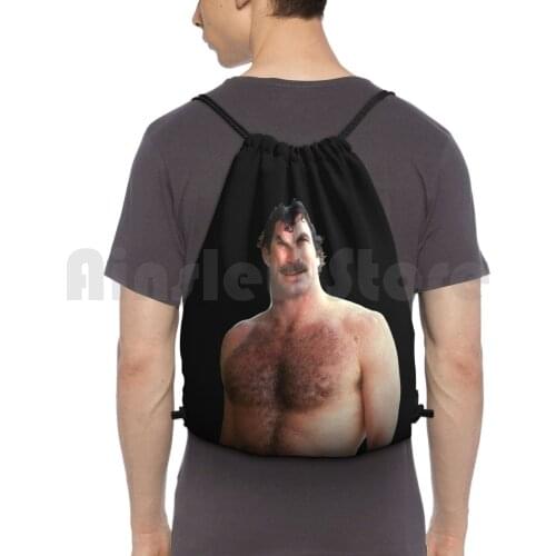 Tom Selleck Backpack Drawstring Bag Riding Climbing Gym Bag Man Manly Tom Selleck Friends Actor Pi Cool Guy Sexy Nature