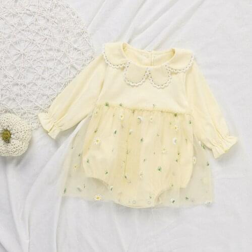 Spring Autumn Fashion Newborn Toddler Baby Girls Romper Long Sleeve Cotton Baby Clothes Embroided Little Tutu Skirt Jumpsuit