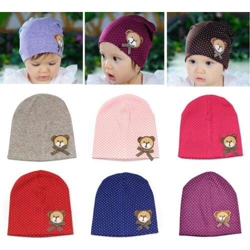 Baby Girl Toddler Boy Polka Dot Bear Bonnet Warm Hat Fashion Infant Kids Cap Bebe Beanie Headwear Children Hats Caps Accessories