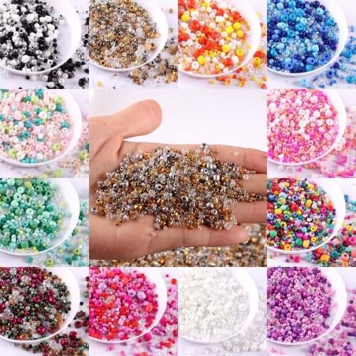 Mixed 1.5-4mm Glass Seed Beads 10g Black White Gray Spacer Bead For Necklace Bracelet Diy Jewelry Making Garment Sew Accessories