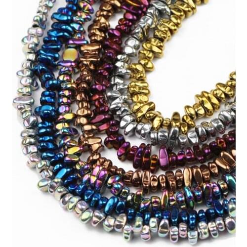 UPGFNK 4~8mm Natural Stone Gold black Hematite irregular gravel Loose spacer beads for Jewelry making bracelet Necklace DIY 15