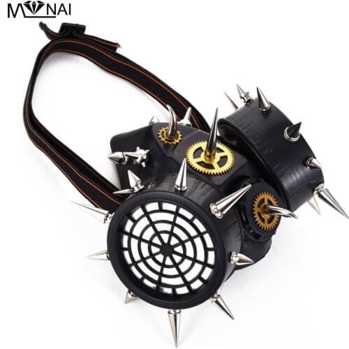 SteamPunk Gears Spike Vintage Cosplay Masuqes Mask Respirator Steam Punk Clock Wheel Rivet Masks Handmade