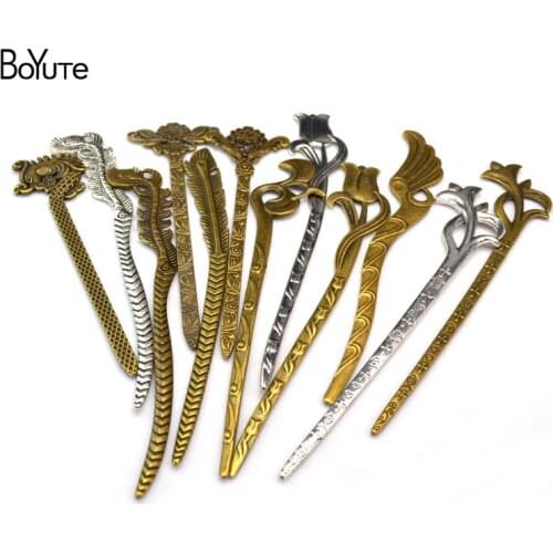BoYuTe (10 Pieces/Lot) Vintage Metal Hair Stick Bookmark Double Use Diy Hand Made Jewelry Accessories