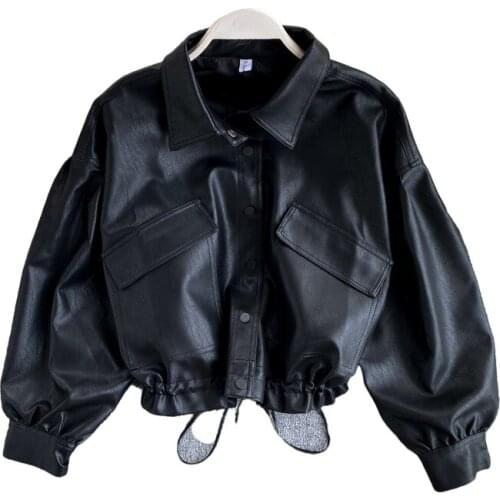 Vintage Leather Coat Women NewNew Loose Black Pu Jacket Female Single Breasted Punk Short Faux Leather Overcoat Mujer Oversized