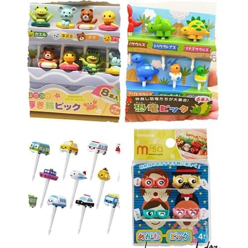 Japan Plastic Animal Fruit Fork Picks Mini Cartoon Children Snack Cake Dessert Pick Toothpick Bento Lunches Party Decoration