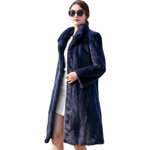 Autumn Winter Fur Coat Women Faux Mink fur Coats Fashion Stand collar Long Outerwear Female Plus size S-6XL Thicken Fur Jacket