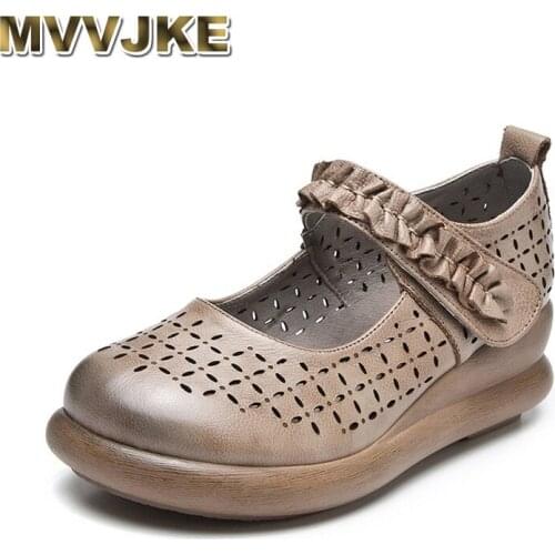 MVVJKE Wedges Shoes Woman Sandals Genuine Leather Breathable High Heels Summer Shoes Femme Platform Sandals