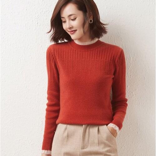 Womens pullover 2021 fall/winter new casual solid color round neck wool sweater plus size knitted cashmere sweater ladies top