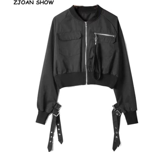 ZJOAN SHOW Women's Black Bomber Jackets