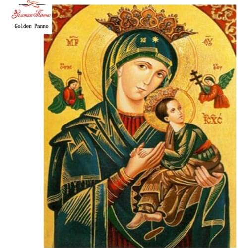 Golden Panno,diamond painting 5D Diy full square Religion Diamond embroidery Mary of Jesu painting Mosaic picture by rhinestones