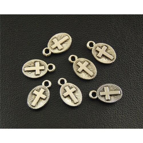 100pcs Silver Color Metal Cross mini Charm DIY Necklace Bracelet Bangle Findings 8x13mm A1586